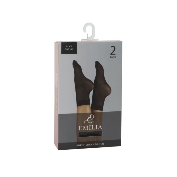 Nylon Ankelsokker, 2-pakning, Svart
