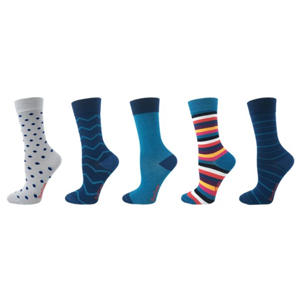Presentfrpackning 5 Par Bambu Strumpor utan Kompression, Bl Mix