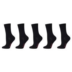 Bamboo Socks without Compression, 5 Pairs, Plain Black