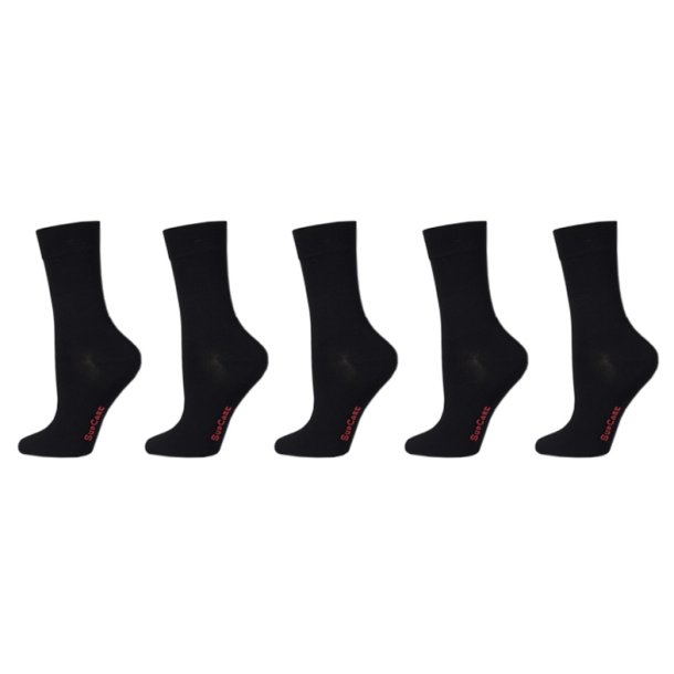Bamboo Socks without Compression, 5 Pairs, Plain Black