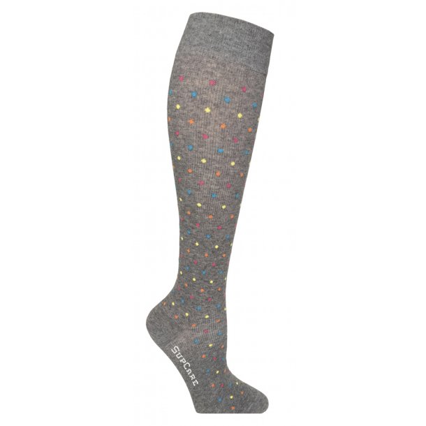 Compression Stockings Cotton, Grey with Colored Dots
