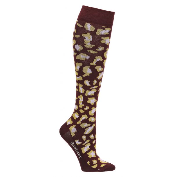 Compression stockings cotton, bordeaux leopard