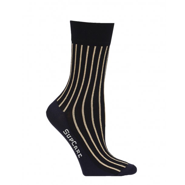 Compression Crew Socks Cotton, Black with Gold Glitter