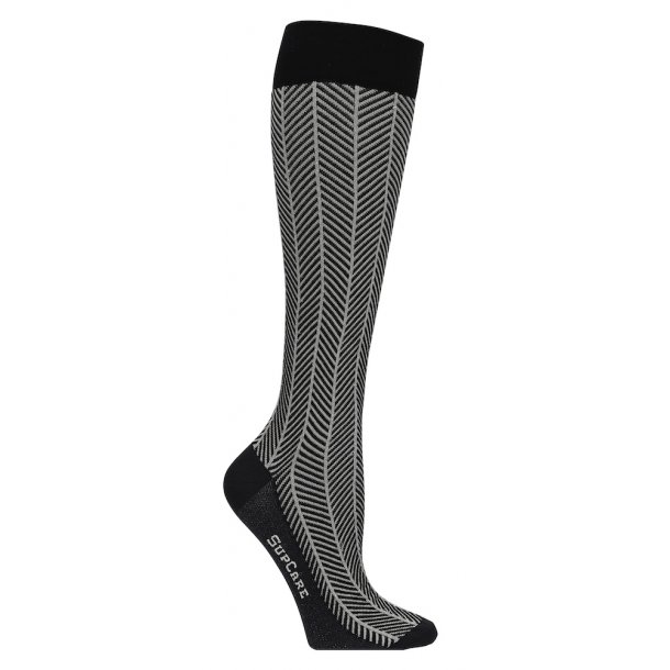 Compression Stockings Cotton, Black Herringbone with Silver Glitter