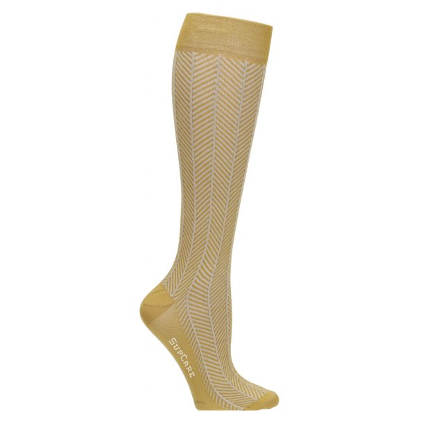 Compression Stockings Cotton, Yellow Herringbone with Gold Glitter