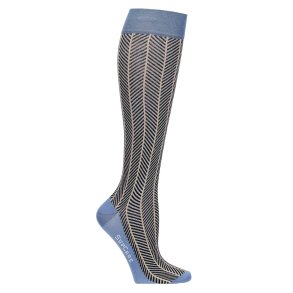Compression Stockings Cotton, Blue Herringbone with Gold Glitter