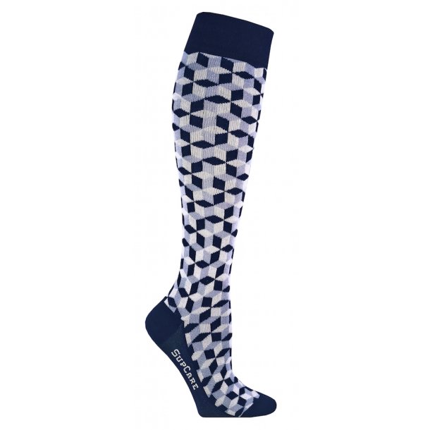 Compression Stockings Bamboo, Blue Geometry