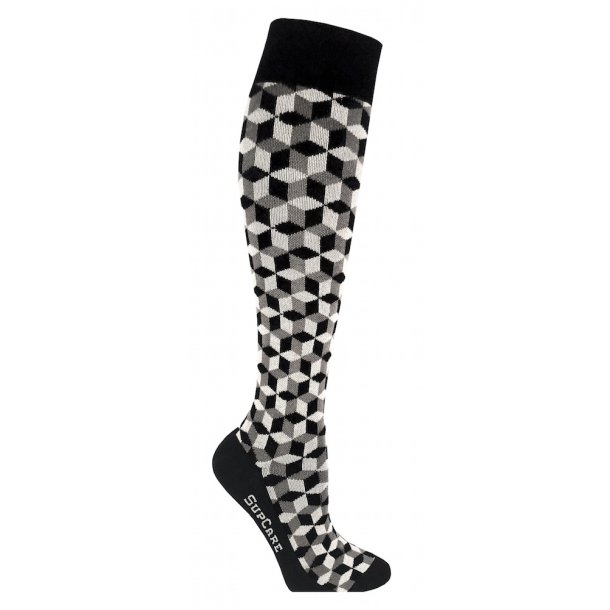 Compression Stockings Bamboo, Black Geometry