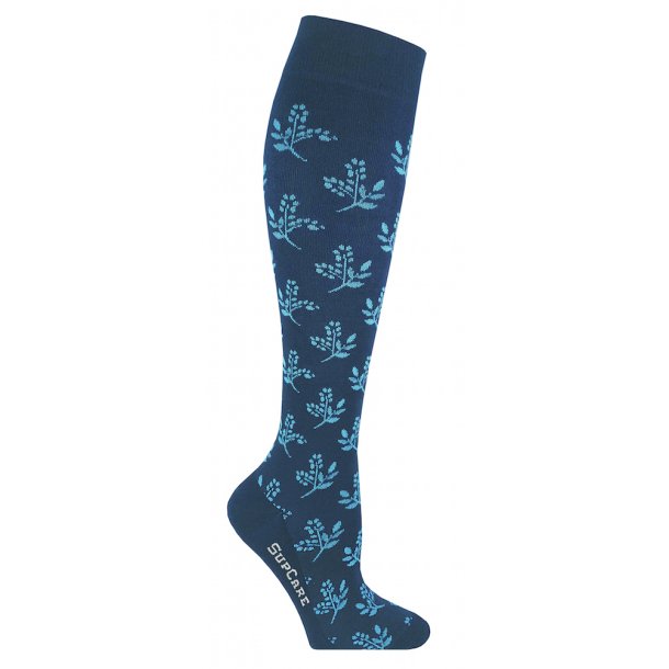  Compression Stockings Bamboo, Blue with Blue Flowers