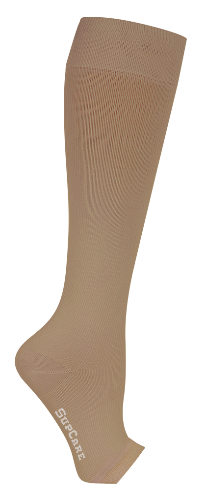 Compression Stockings Cotton, Open Toe, Beige