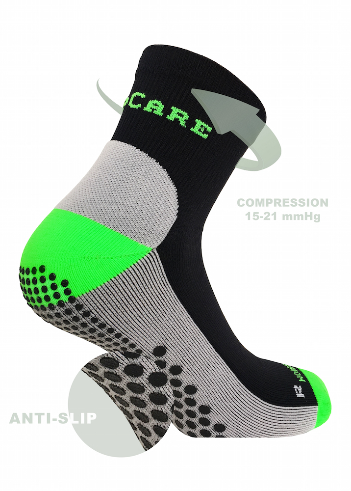 Compression Crew Socks Grip, Black/Green