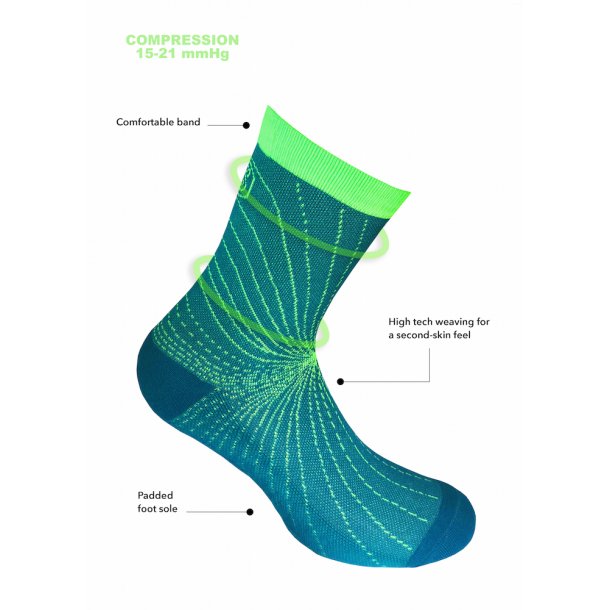 Chaussettes courtes de compression Cooling Knit, bleu/vert