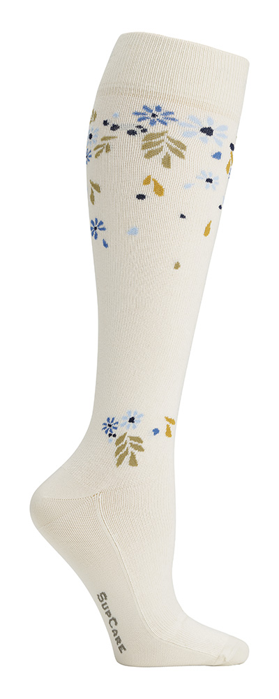 Compression Stockings ECO Cotton, Flower Shower, Off White