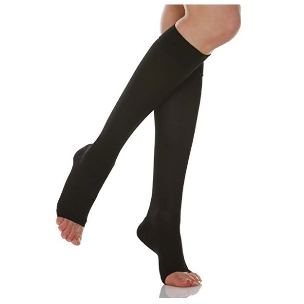 L/XL Haude Bas de contention en nylon avec fermeture éclair pour jambes et genoux Noir Pour éviter les varices