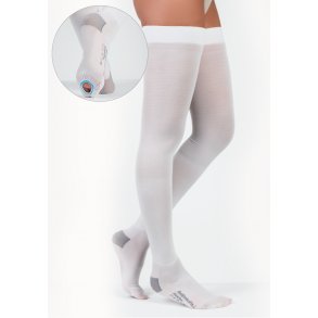 Nylon Compression Stockings, Beige with Dots