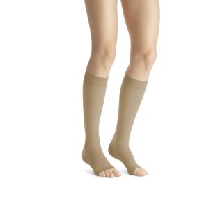 Soft microfiber open-toe medical compression maternity tights - Class 1  (15-21 mmHg)
