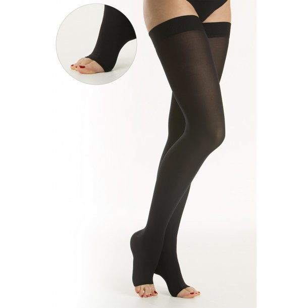 Medical Stay-Up Compression Stockings Class 2, Open Toe, Black