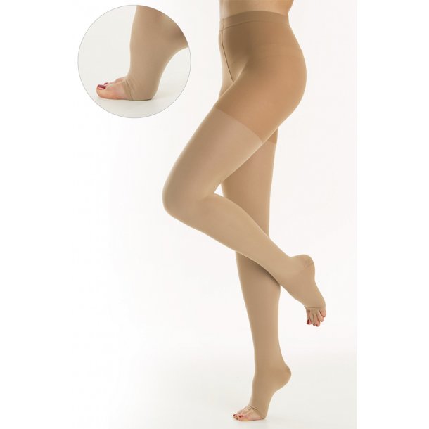 Medical Compression Tights Class 2, Open Toe, Beige