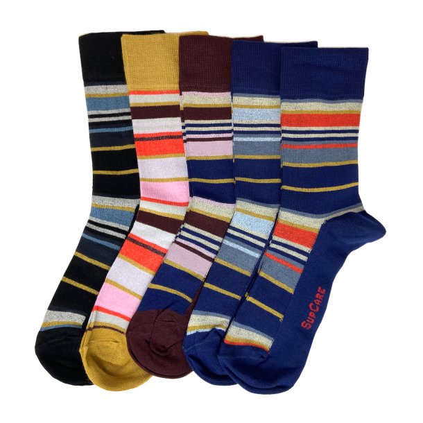 Bamboo Socks without Compression, 5 Pairs, Tivoli Stripes