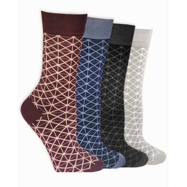 Bamboo Socks without Compression, 4 Pairs, Retro Designs