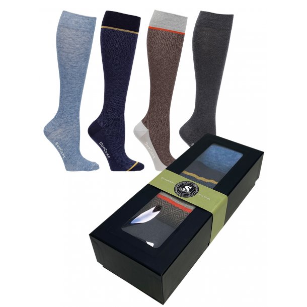 Giftbox 4 Pairs Compression Stockings Wool/Cotton, Warm Wool Mix
