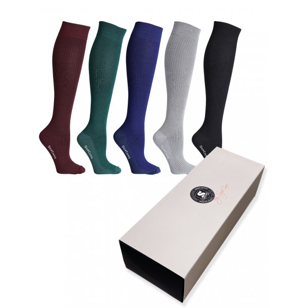 Giftbox 5 Pairs Compression Stockings Bamboo, Rib Weave, Business Mix