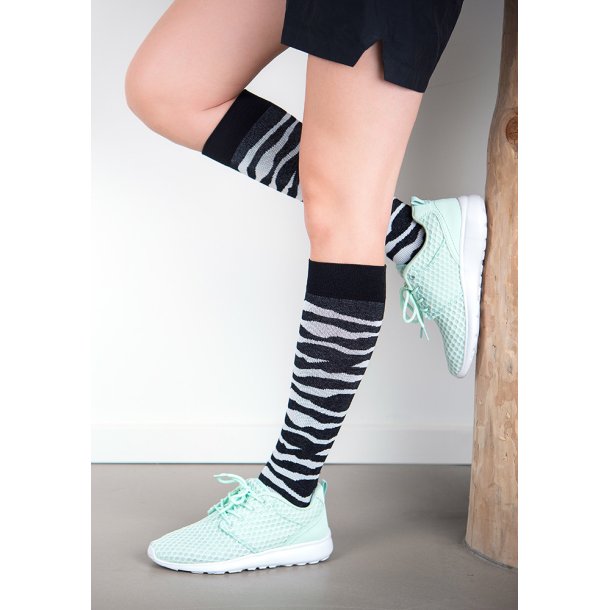 Compression Stockings Cotton, Black with Zebra Stripes 6,5-7,5 (ankle: 8.3-10.2", calf: 11.8-16.5")
