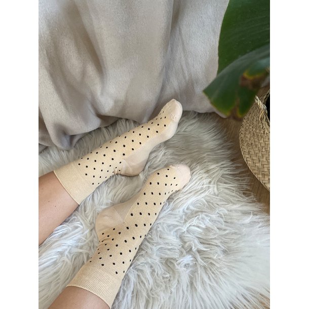 Korte Stttestrmper Bomull, Sabbia med Svarte Prikker