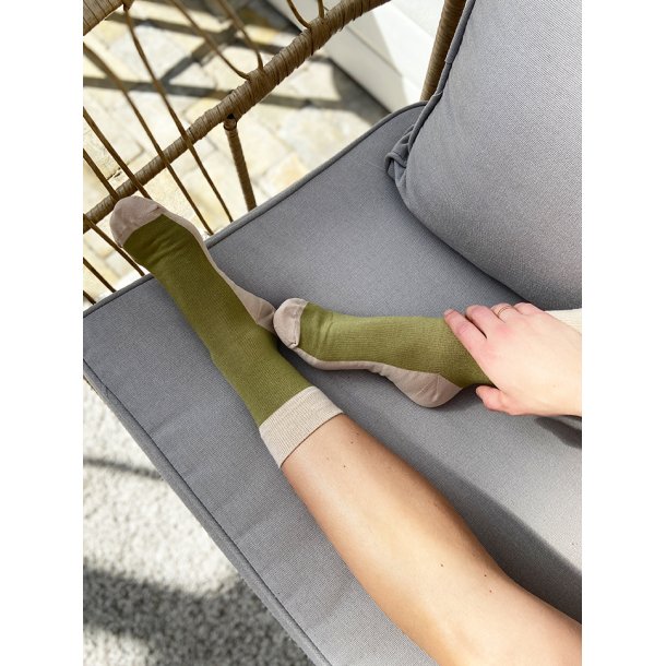 Korte Stttestrmper Bambus, Grnn/Natur