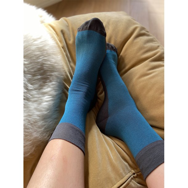 Compression Crew Socks Bamboo, Blue/Grey