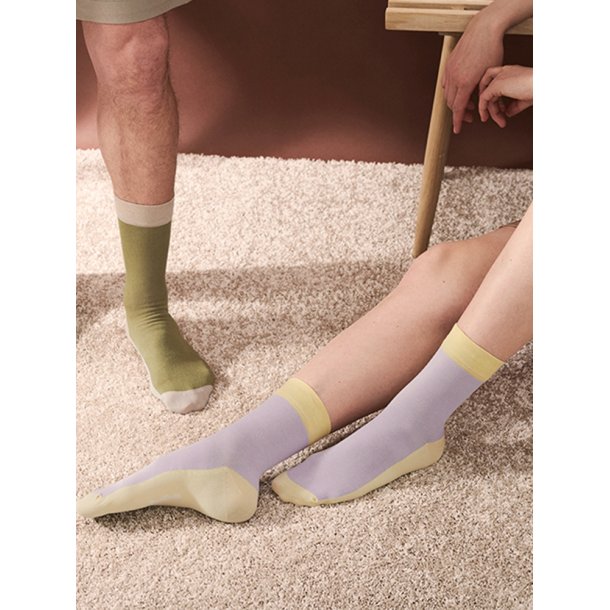 Korte Stttestrmper Bambus, Lilla/Gul