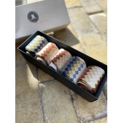 Giftbox 5 Pairs Compression Stockings Wool/Cotton, Checkered Mix