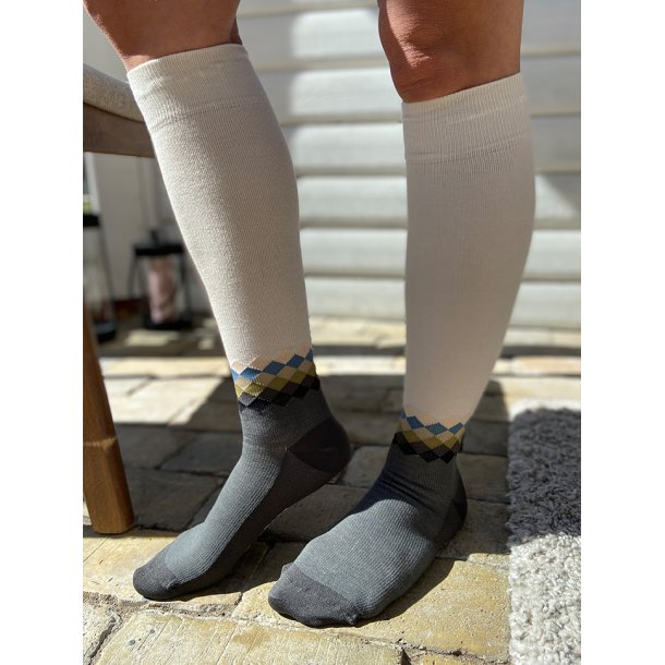 Giftbox 5 Pairs Compression Stockings Wool/Cotton, Checkered Mix