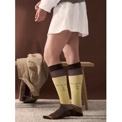 Stttestrmper Bambus, Gul/Natur med Ansikt