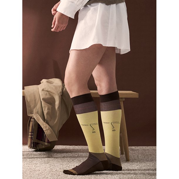 Stttestrmper Bambus, Gul/Natur med Ansikt