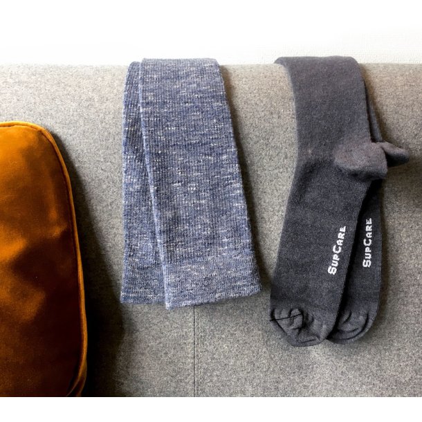 Compression Stockings Wool and Cotton, Jeans Blue