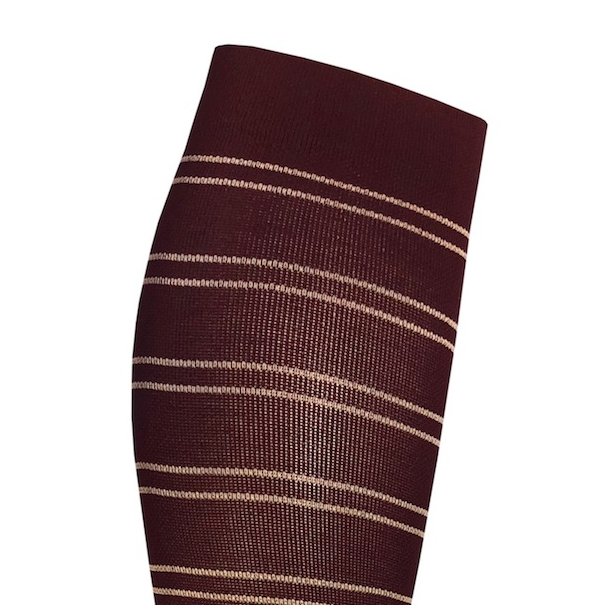 Medical Compression Stockings Class 2 (23-32 mmHg), Bordeaux with Stripes
