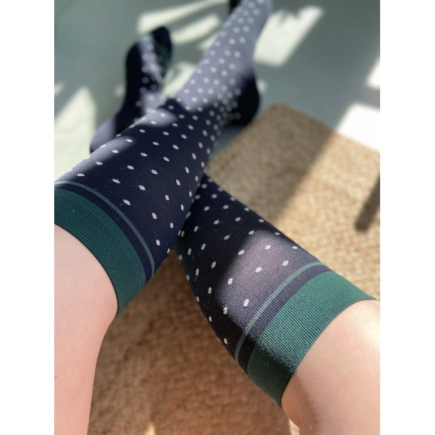 Medisinske Kompresjonsstrmper, Klasse 2, Svart/Grnn med Prikker