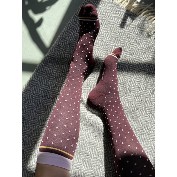 Medical Compression Stockings Class 2, Bordeaux with Dots