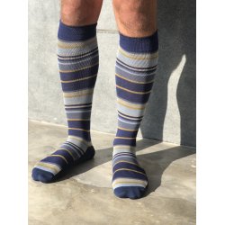 Compression Stockings Bamboo, Curry/Blue Stripes