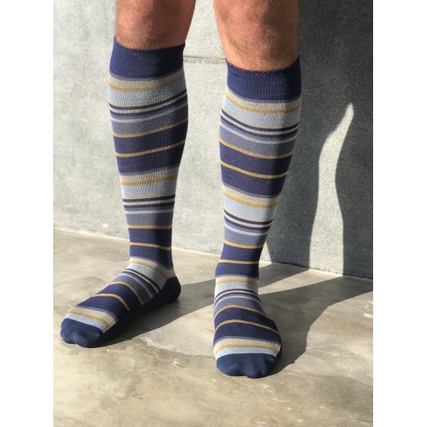 Compression Stockings Bamboo, Curry/Blue Stripes