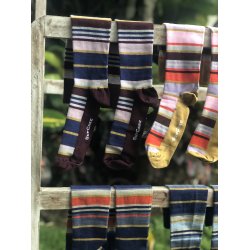 Compression Stockings Bamboo, Bordeaux/Pink Stripes