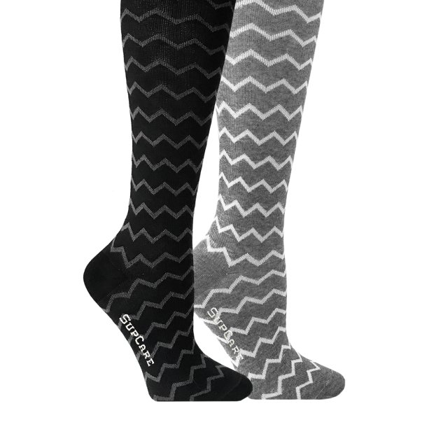 Giftbox 2 Pairs Compression Stockings Cotton, Zig-Zag Pattern