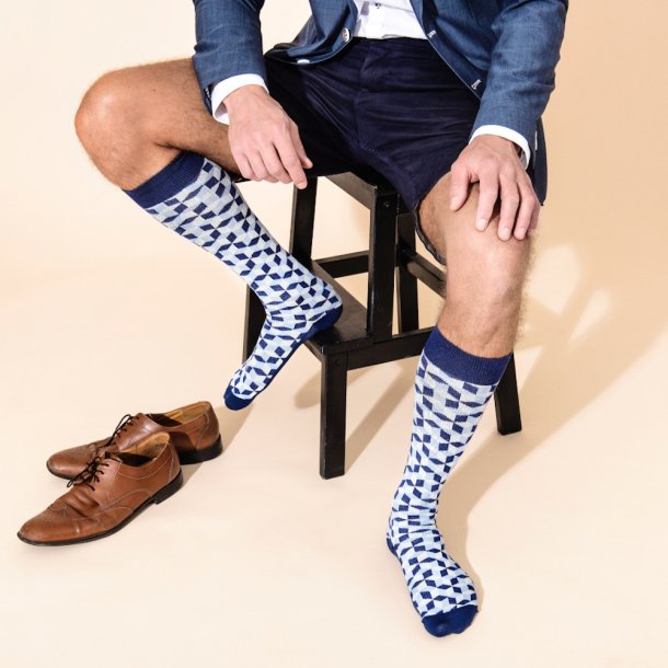 Steunkousen Bamboe, Blauwe Geometrie