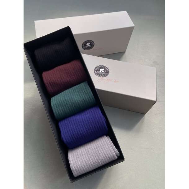 Gaveeske 5 Par Stttestrmper Bambus, Rib Weave, Business Mix