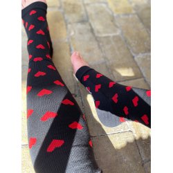 Compression Stockings Cotton, Open Toe, Black with Hearts