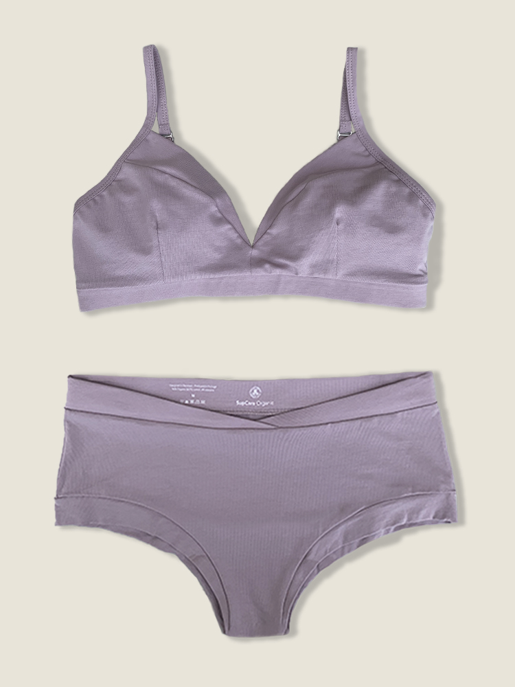 Lace Triangle Bra & Thong/Briefs Set - Lilac – Lounge Underwear