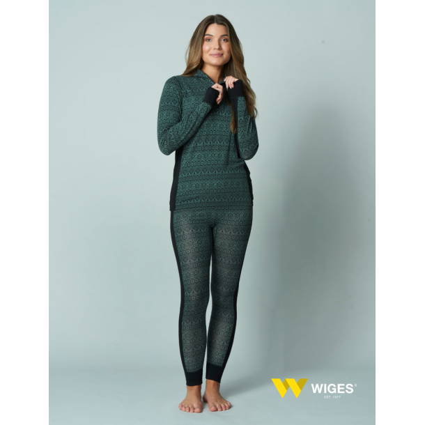 Lange Underbukser for Damer, Bambus, Grnn/Svart