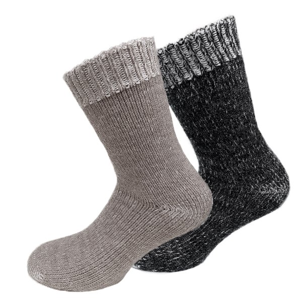 Socken aus Alpaka-Wolle, 2 Paar, Schwarz und Beige