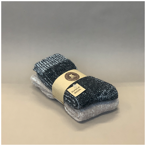 2-Pack Strumpor med Alpacka Ull, Svart och Beige